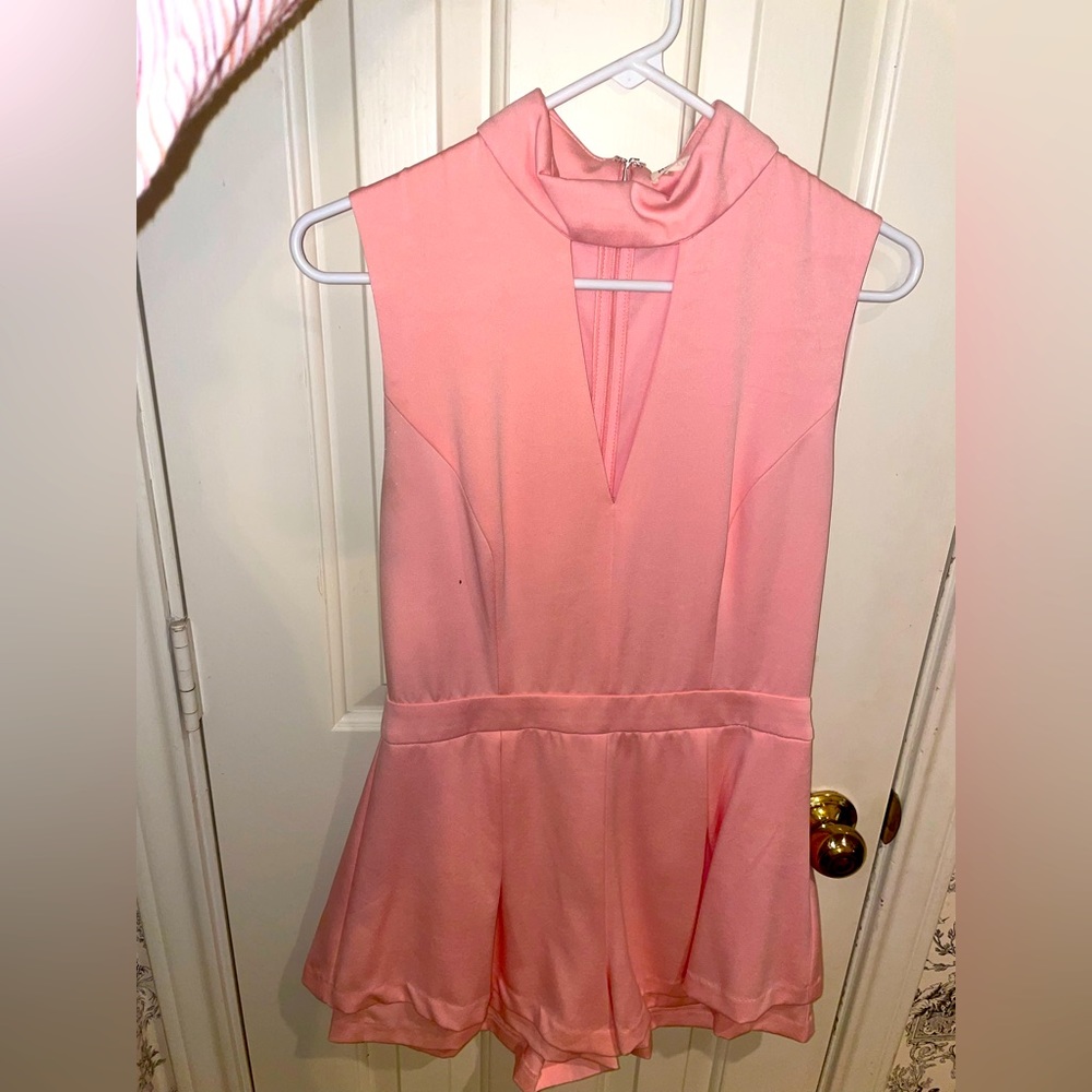 Pink V neck Romper